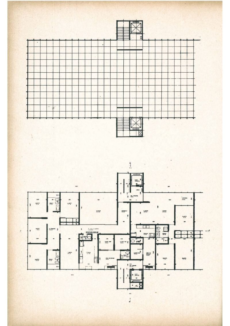 Esquema de planta modular livre [título atribuído]. Fonte: Senhor, ago. 1963.