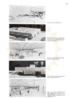 Maquetes e perspectivas ilustrativas do projeto [título atribuído], 1967. Fonte: Sede Social de Clube. Acrópole. Ano 29, n.340, p.33, jun. 1967.
