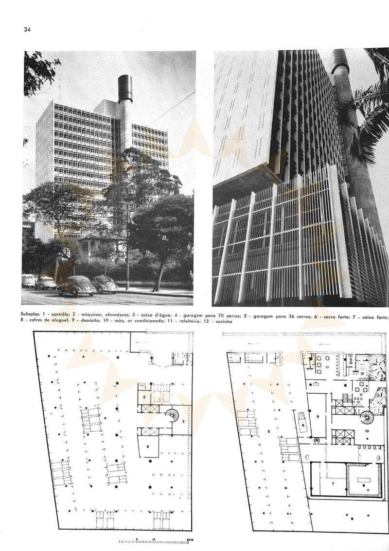 Sede de Banco e escritórios. Fonte: Acrópole. São Paulo, ano 28, n.334, p.34, nov. 1966.