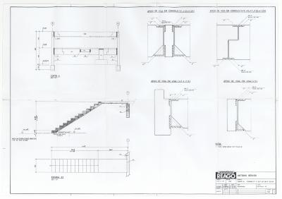 Prancha de detalhamento dos elementos estruturais pré-fabricados produzidos pela REAGO [título atribuído], 1990. Fonte: Acervo Antonio Gerassi.